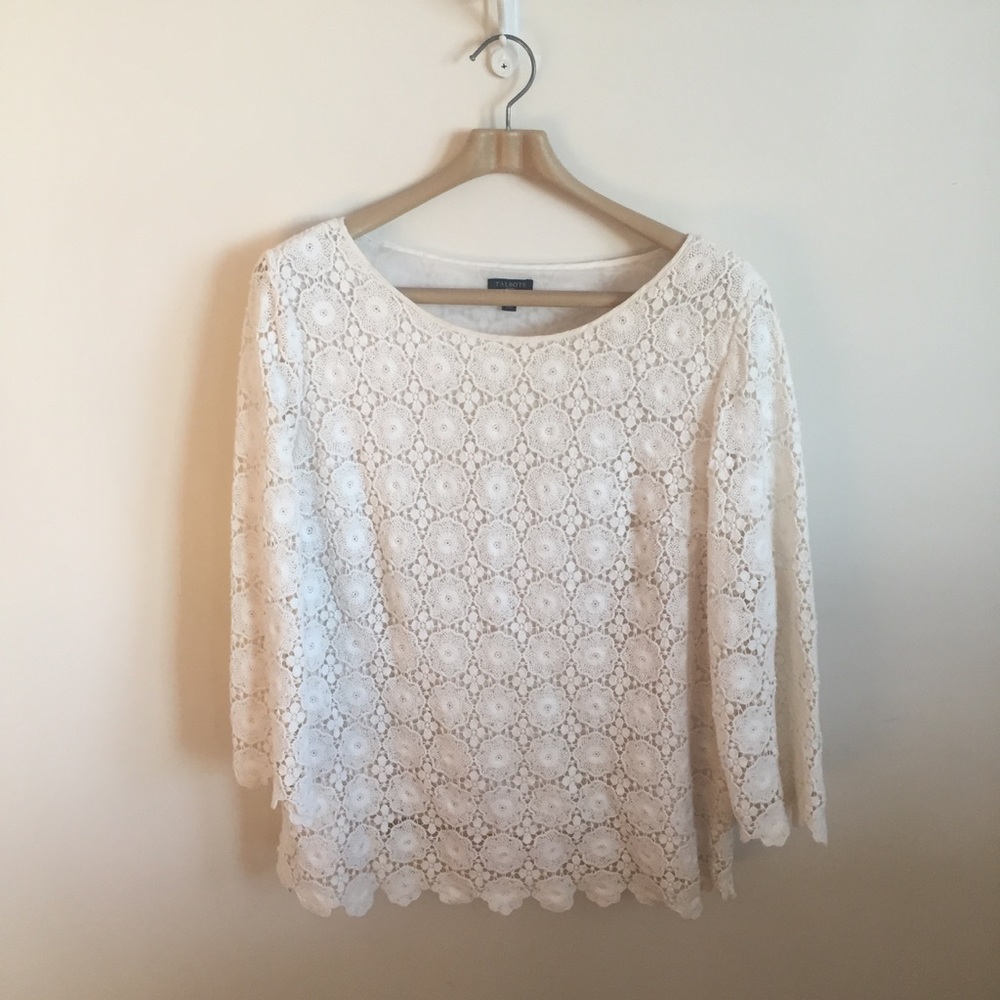 Talbots crochet style lace shirt size 16p (petite)